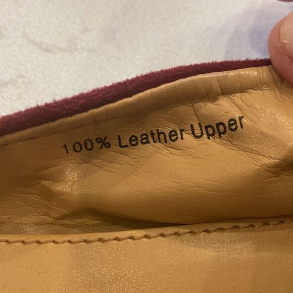 J. Crew Lottie Pointy Toe Tasseled Burgundy Suede Leather Ballet flats 8.5 - Picture 3 of 5